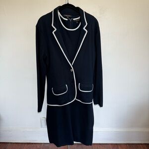 Brooks Brothers Navy Knit Suit Sheath Dress Jacket sz Large